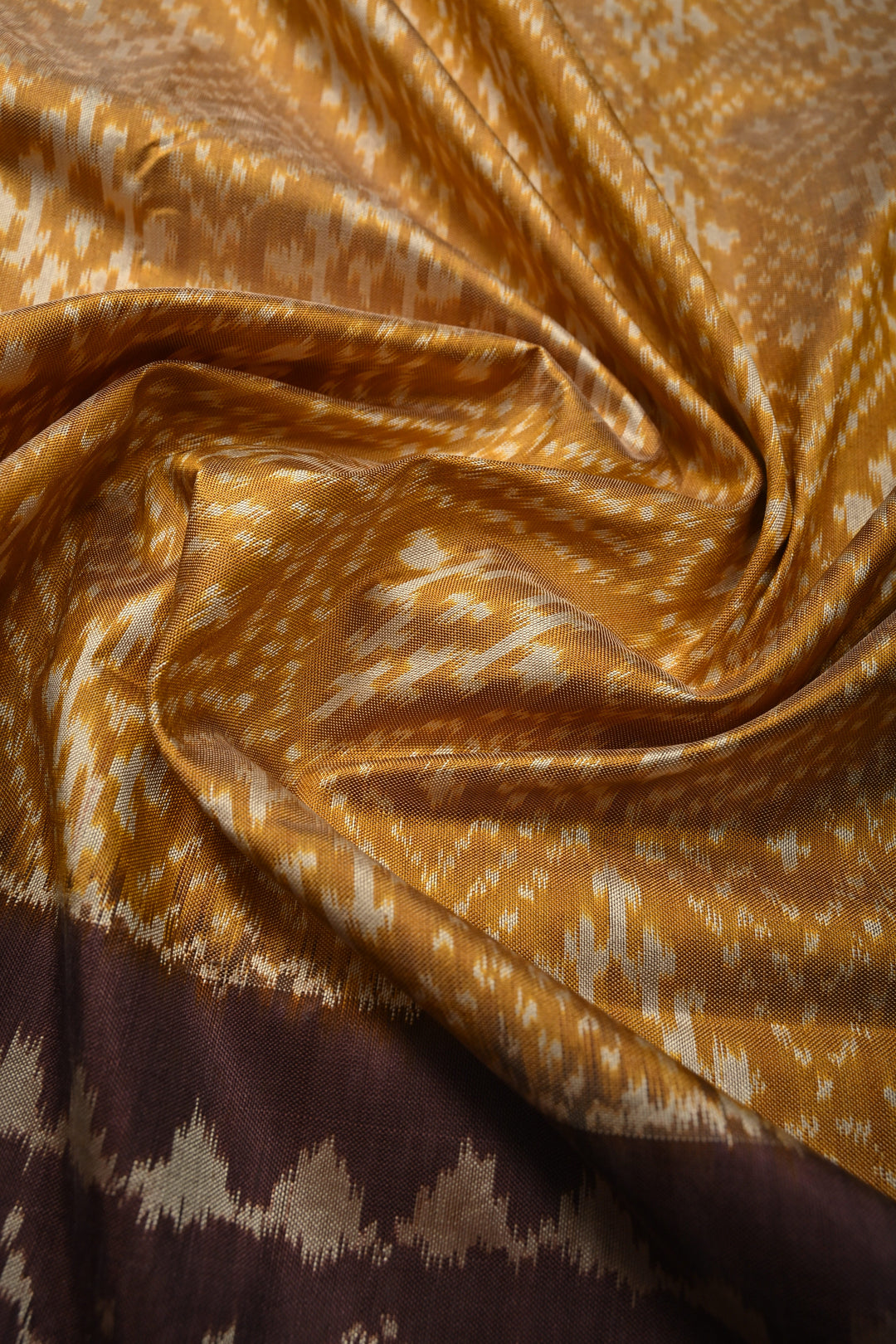 Methi Yellow Pochampally Ikkat Pure Silk Saree with Panel Design Zari Borders  | SILK MARK CERTIFIED | SHOBITAM