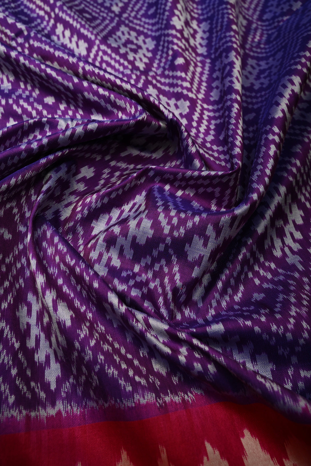 Purple Pochampally Ikkat Pure Silk Saree with Panel Design and Zari Borders  | SILK MARK CERTIFIED | SHOBITAM