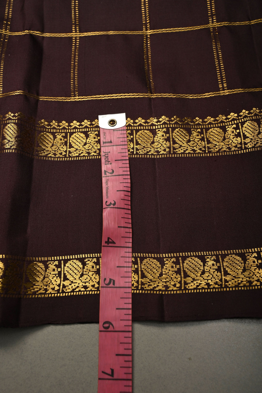 Chocolate Brown Gadwal Silk Saree with Zari Checks and Rettaipet Zari Border | SILK MARK CERTIFIED | SHOBITAM