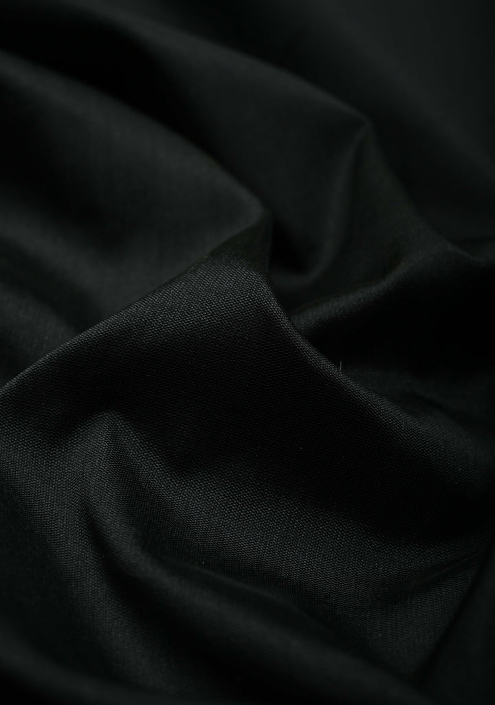 Black Semi Silk Saree with Minimal Zari Border | SHOBITAM