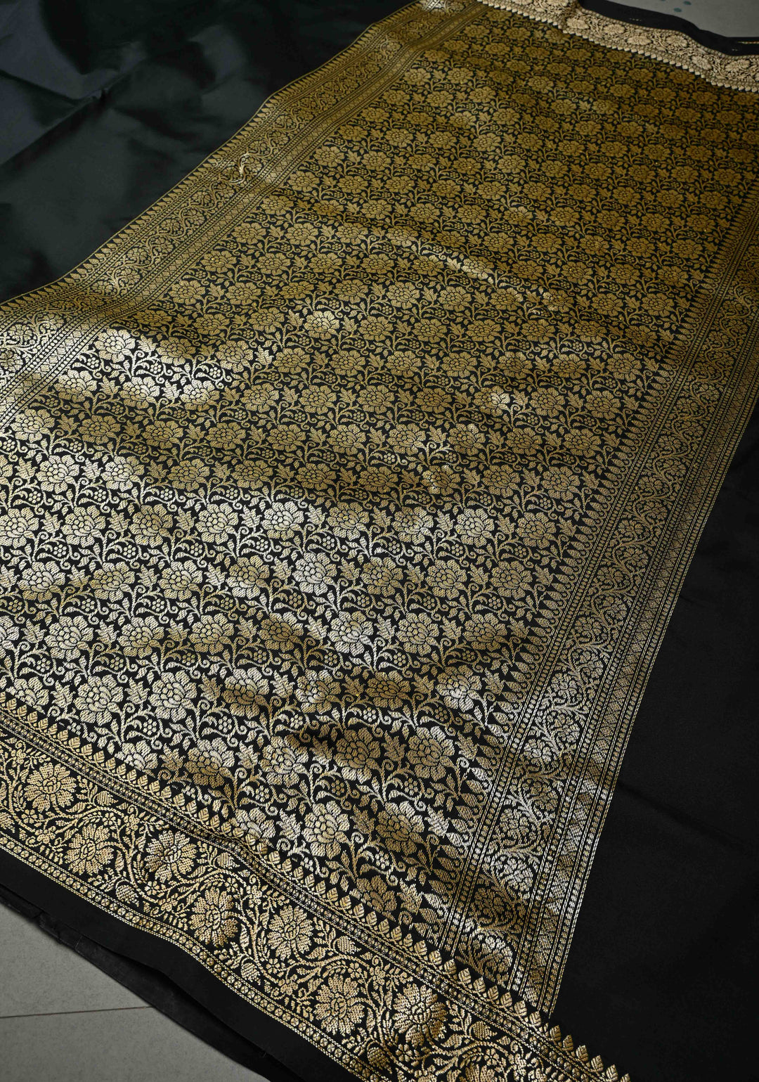 Stunning Black Semi Silk Saree with Minimal Zari Border | SHOBITAM