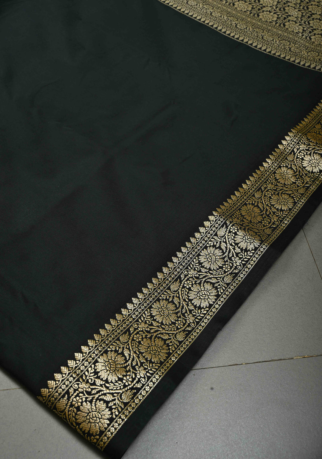 Stunning Black Semi Silk Saree with Minimal Zari Border | SHOBITAM