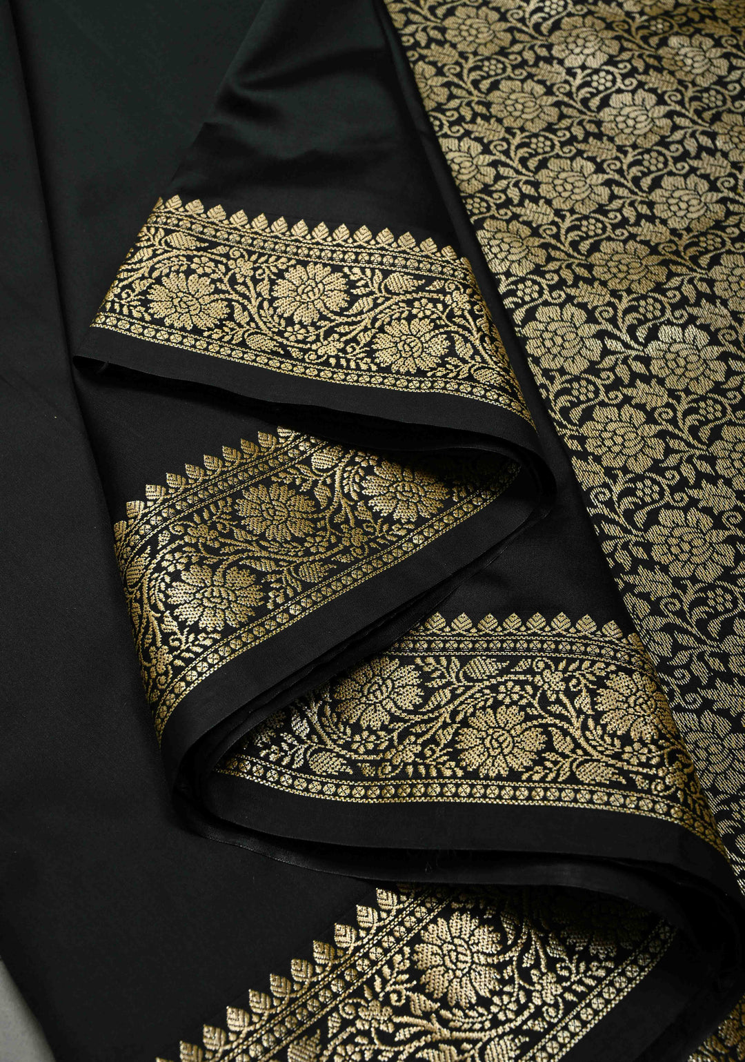 Stunning Black Semi Silk Saree with Minimal Zari Border | SHOBITAM