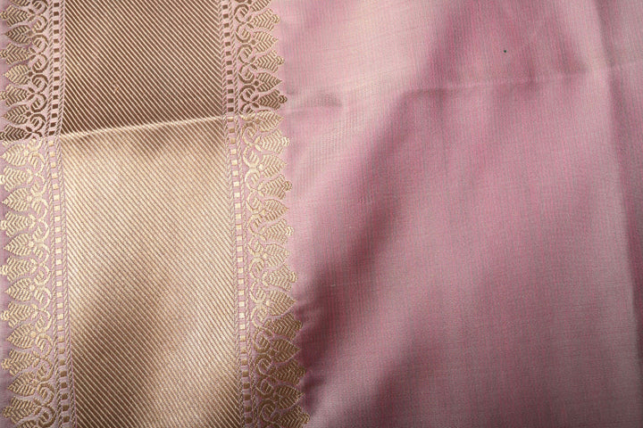 Pale Pink Tanchoi Banarasi Silk Saree in Pure Silk Satin with Meenakari Floral Brocade Jaal and Zari Border | SILK MARK CERTIFIED | SHOBITAM