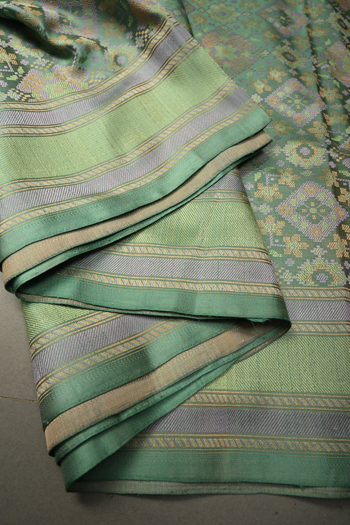 Pista Green Tanchoi Banarasi Silk Saree in Pure Silk Satin with Meenakari Floral Brocade and Border | SILK MARK CERTIFIED | SHOBITAM