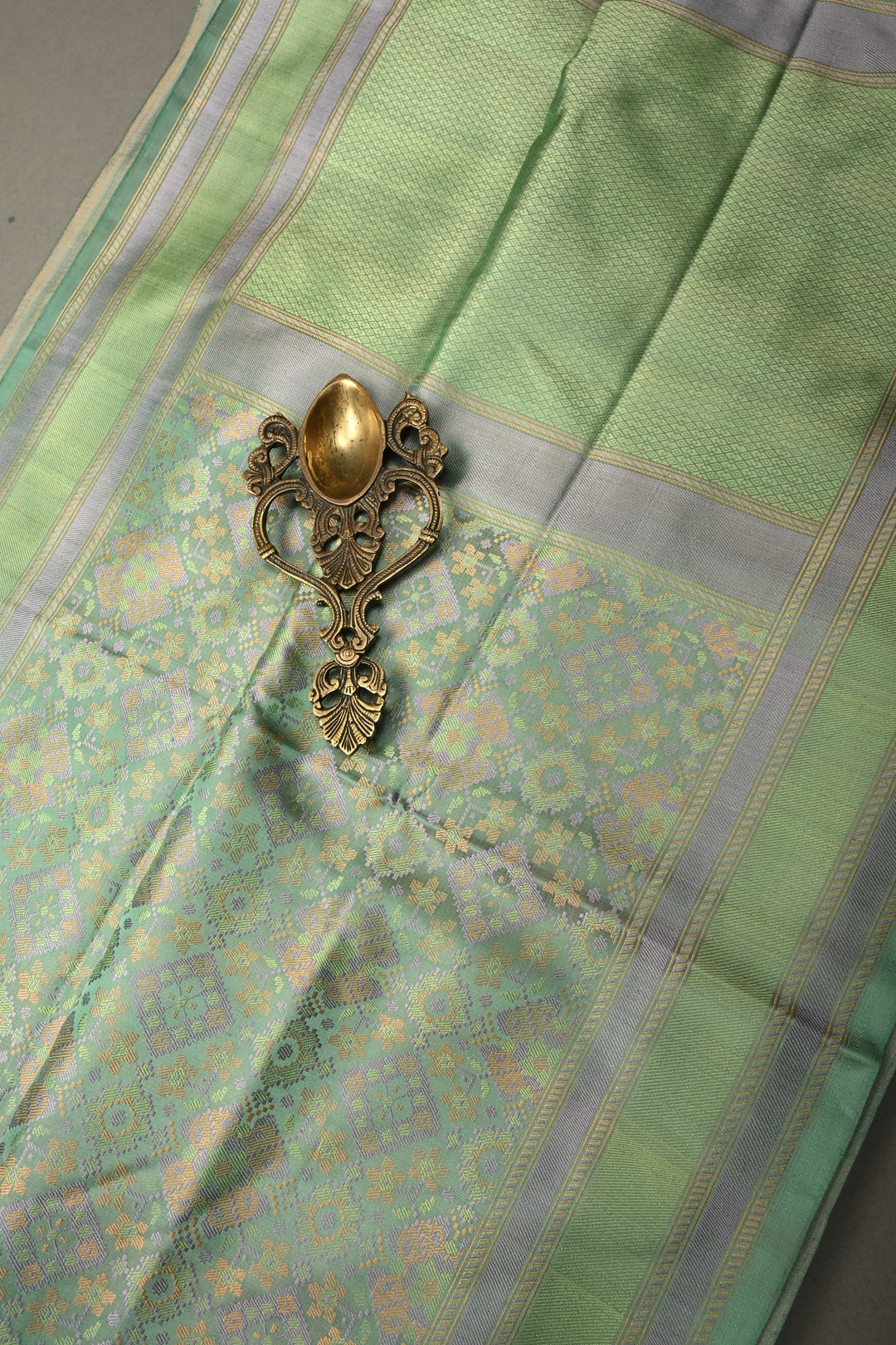 Pista Green Tanchoi Banarasi Silk Saree in Pure Silk Satin with Meenakari Floral Brocade and Border | SILK MARK CERTIFIED | SHOBITAM