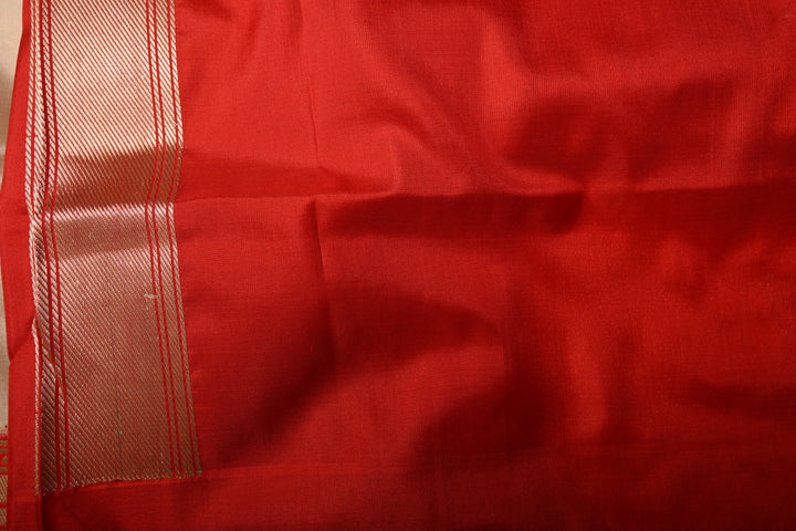 Cream Pure Banarasi Katan Silk Saree with Polka Zari Dotas and Contrast  Meenakari Zari Border | SILK MARK CERTIFIED | SHOBITAM