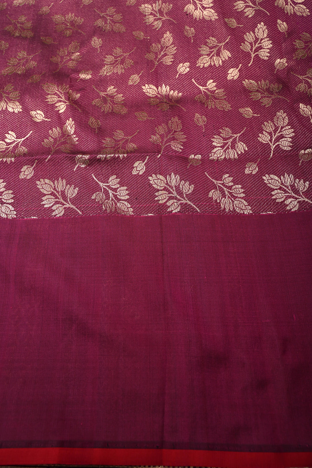 Magenta Pure Banarasi Katan Silk Saree with Meenakari Floral Zari Buttas and Zari Border | SILK MARK CERTIFIED | SHOBITAM