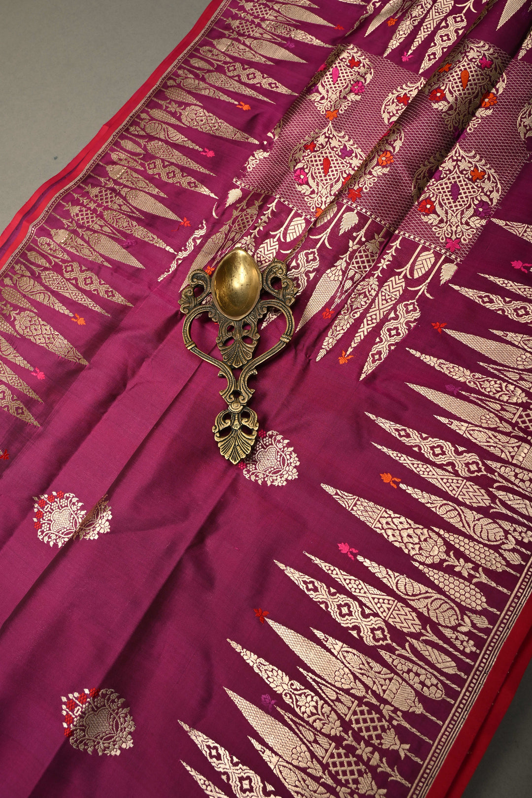 Magenta Pure Banarasi Katan Silk Saree with Meenakari Floral Zari Buttas and Zari Border | SILK MARK CERTIFIED | SHOBITAM