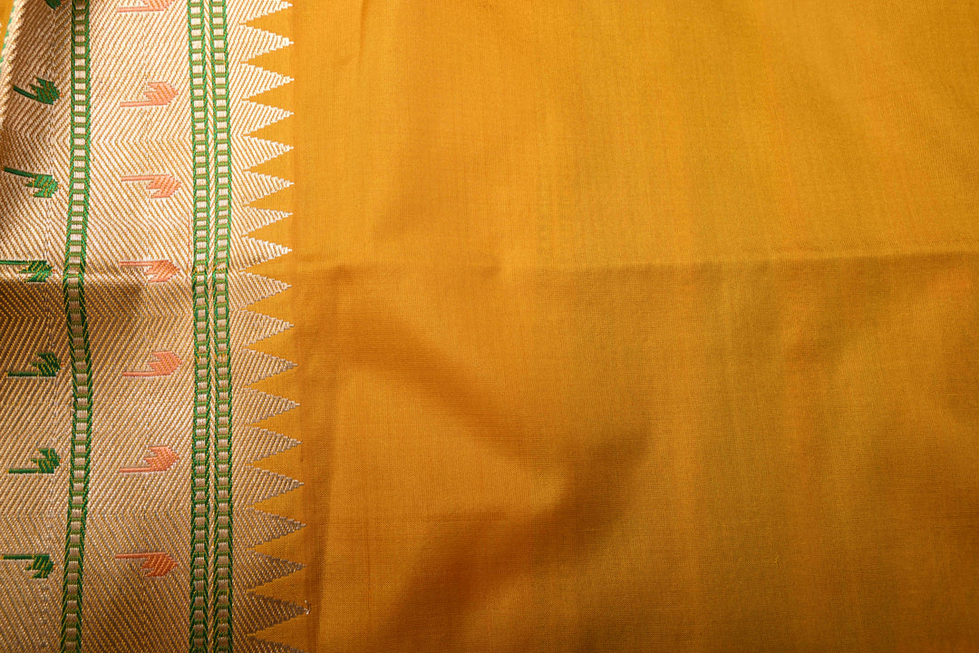Mustard Yellow Pure Banarasi Katan Silk Saree with Zari Brocade and Meenakari Zari Border | SILK MARK CERTIFIED | SHOBITAM