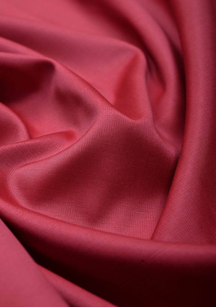 Coral Pink Semi Silk Saree with Floral Zari Border | SHOBITAM