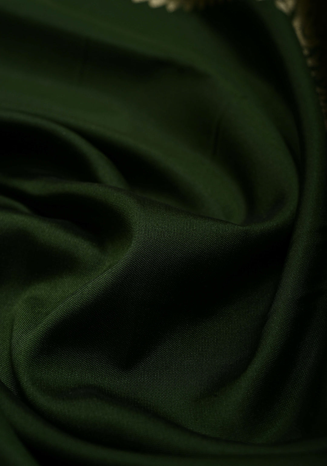 Deep Forest Green Semi Silk Saree with Zari Border | SHOBITAM