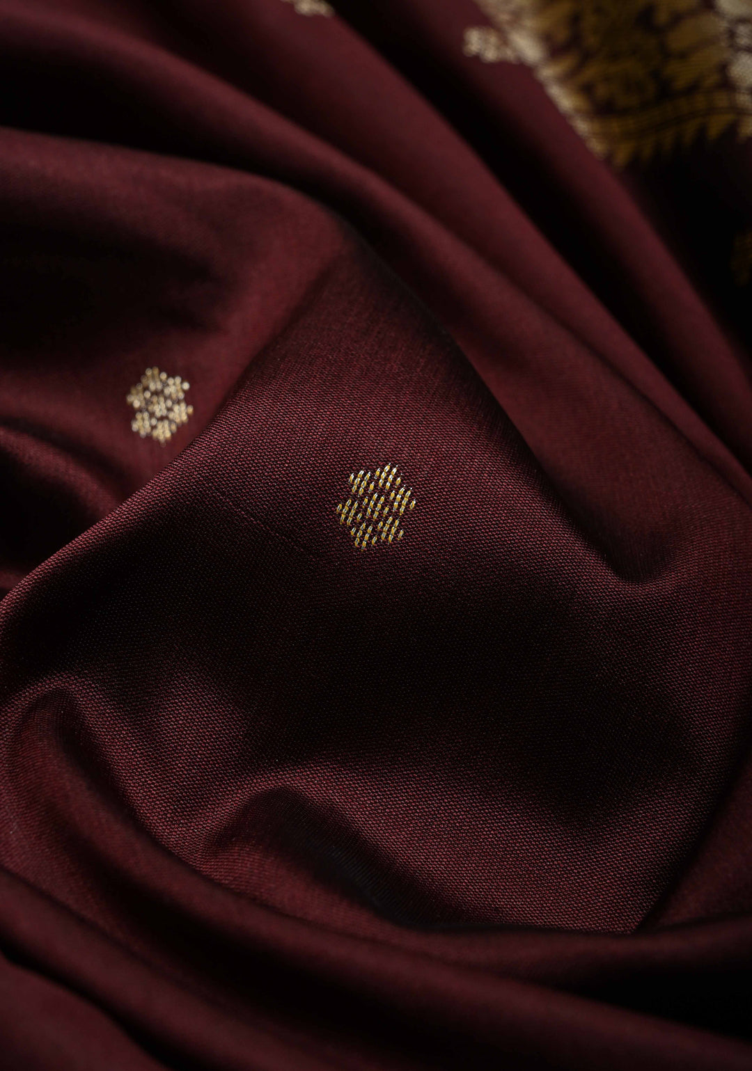 Coffee Brown Semi Silk Saree with Chunri Buttis and Minimal Zari Border | SHOBITAM