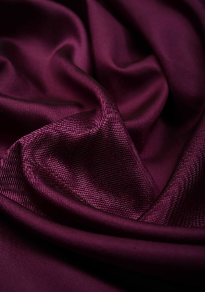 Eggplant Purple Semi Silk Saree with Floral Zari Border | SHOBITAM