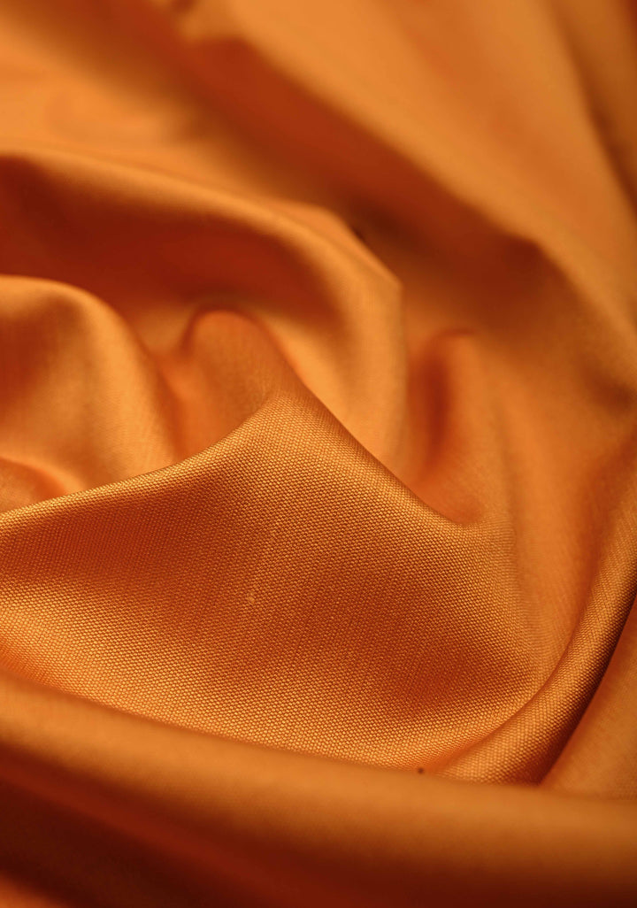 Mustard Semi Silk Saree with Meenakari Floral Minimal Zari Border | SHOBITAM