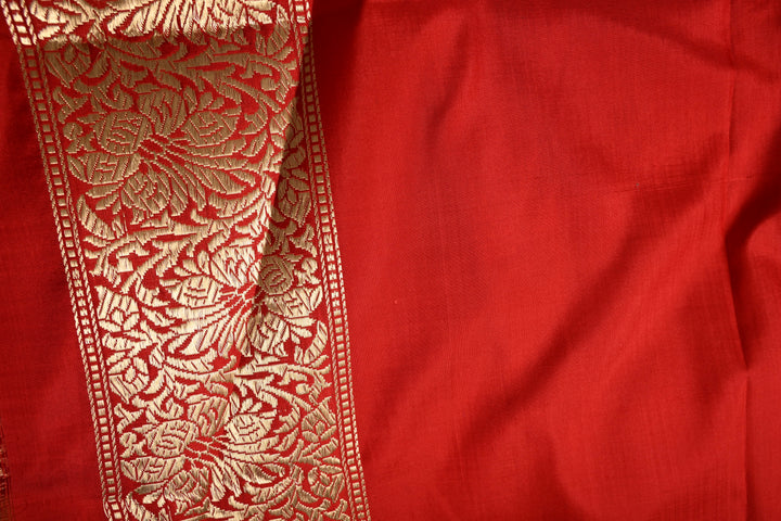 Sandalwood Banarasi Katan Tissue Silk Saree with Soan-Rupa Buttas and Contrast Zari Border | SILK MARK CERTIFIED | SHOBITAM