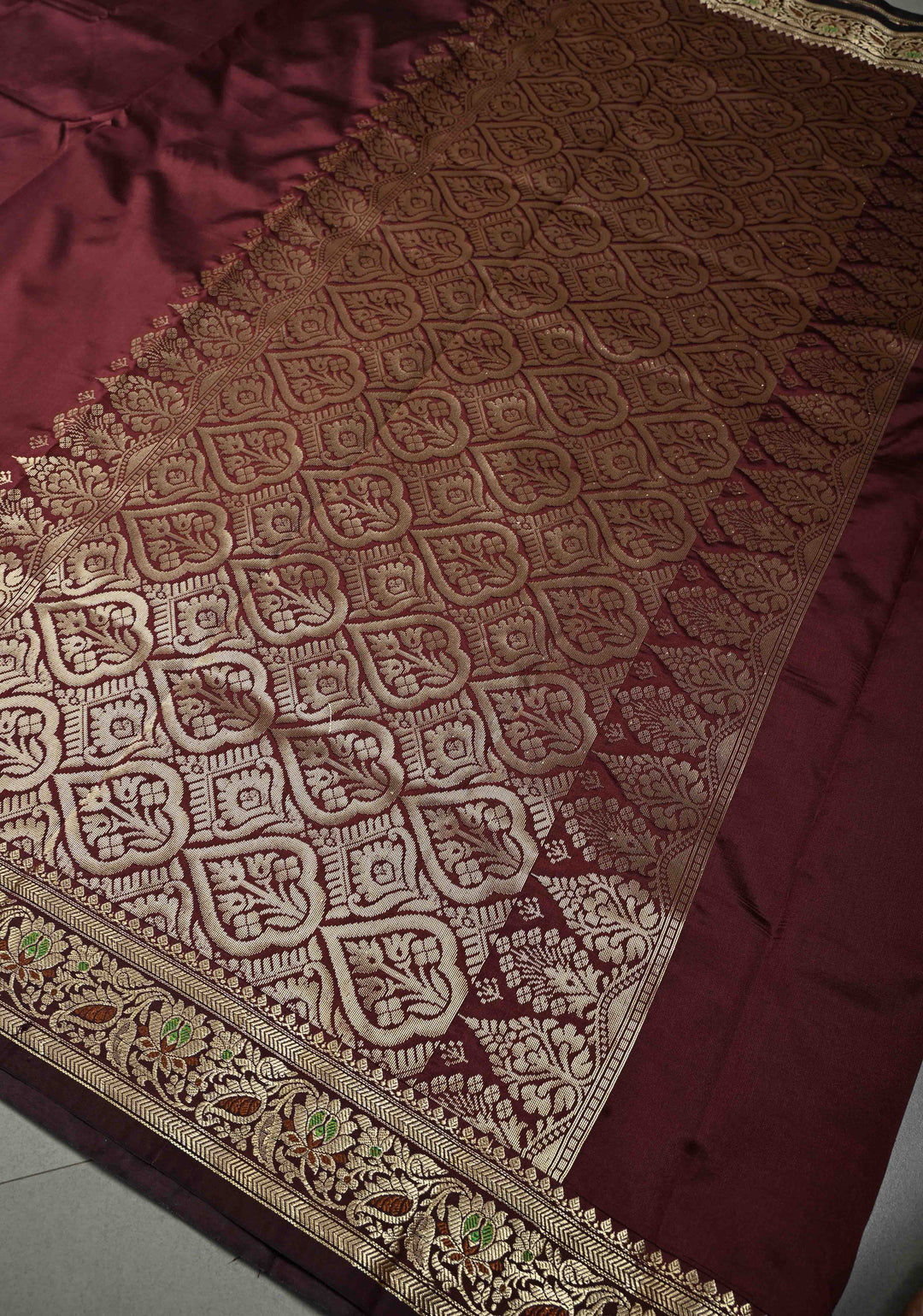 Kanchana Semi Silk Saree with Meenakari Floral Minimal Zari Border | SHOBITAM
