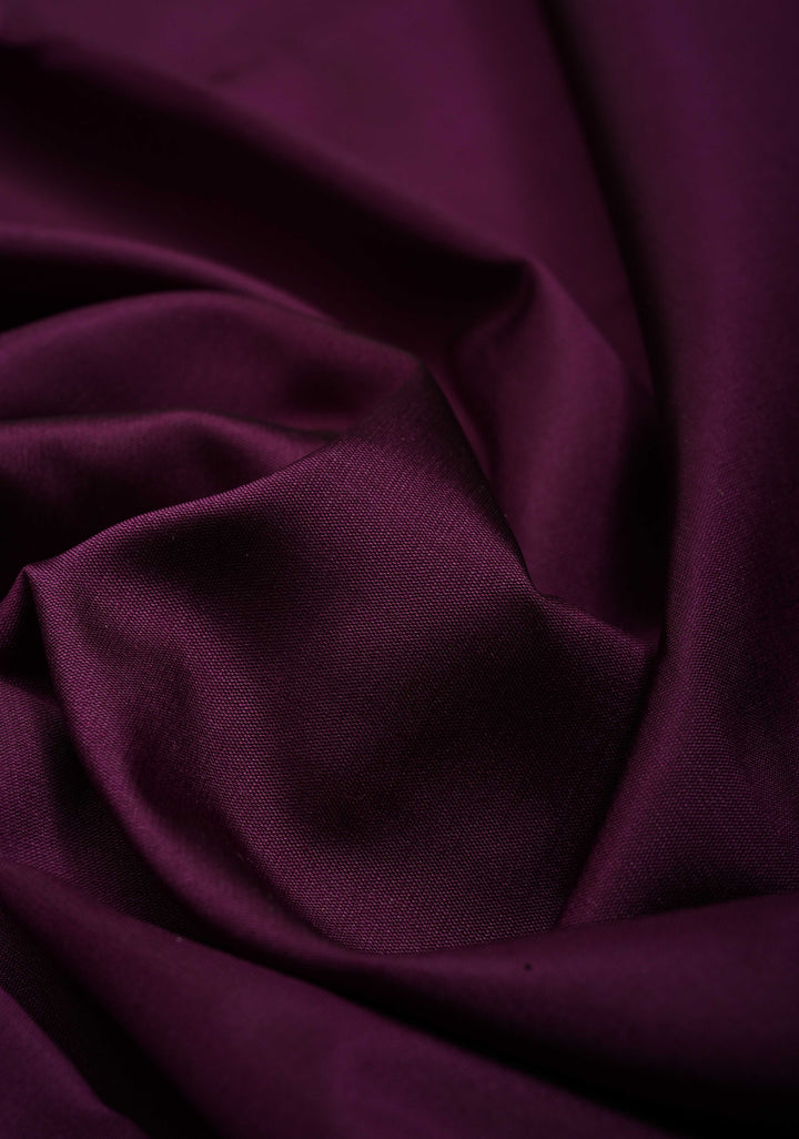 Eggplant Purple Semi Silk Saree with Minimal Meenakari Floral Zari Border | SHOBITAM