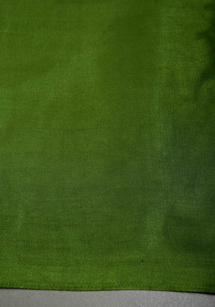 Mehendi Green Borderless Modal Silk Saree with Lagda Patta Crushed Pallu | SHOBITAM