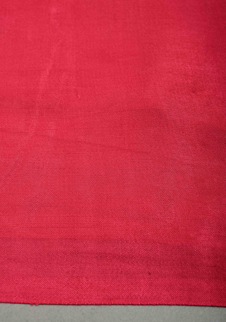 Rani Pink Borderless Modal Silk Saree with Lagda Patta Crushed Pallu | SHOBITAM