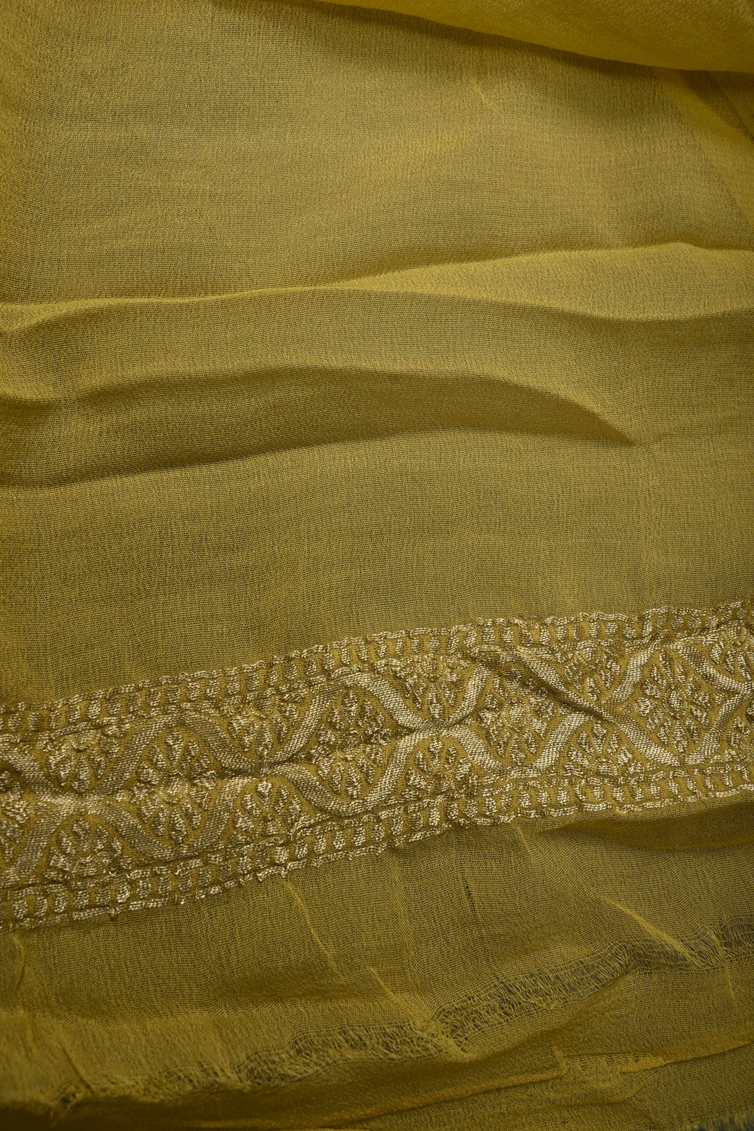 Pastel Yellow Banarasi Silk Georgette Saree with Zari Brocade Zari Border| SILK MARK CERTIFIED | SHOBITAM