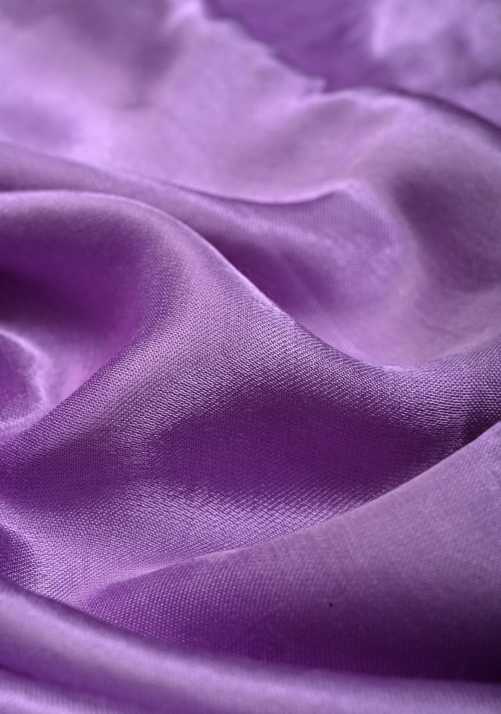 Lavender Modal Silk Saree with Lagda Patta Crushed Pallu | SHOBITAM