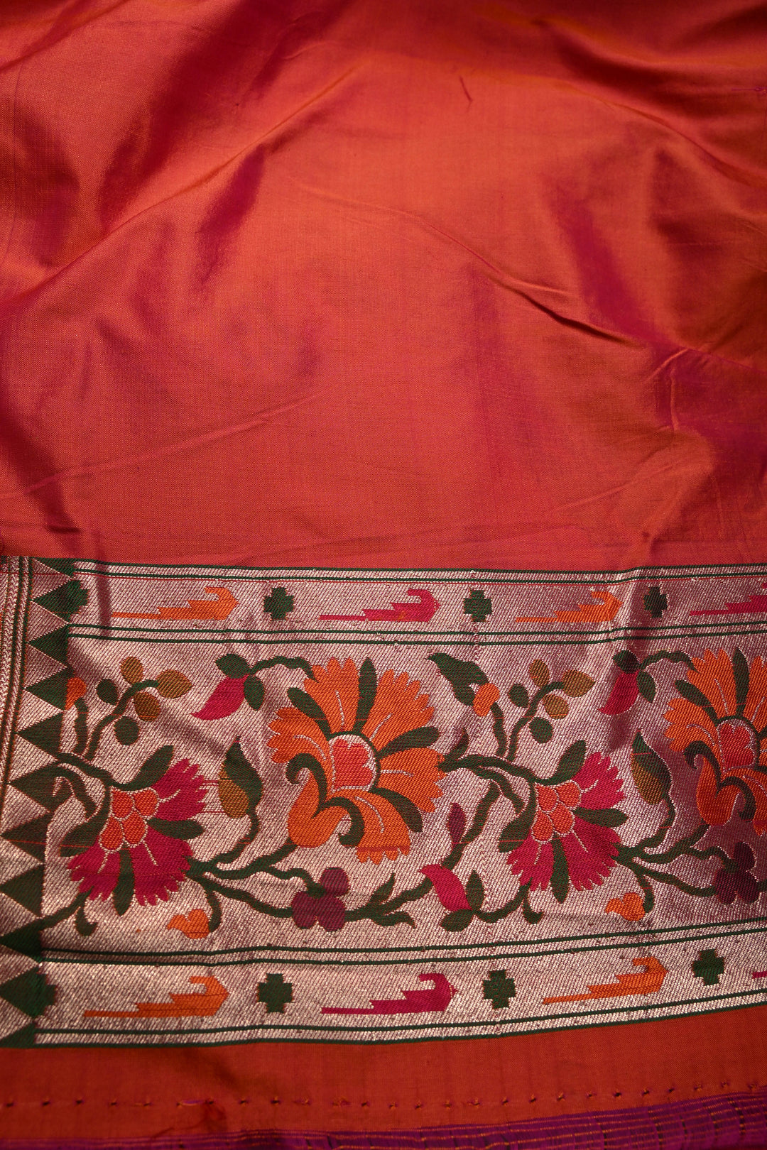 Gulabi-Orange Dual Banarasi Katan Silk Saree with Meenakari Patola Brocade Jaal and Paithani Border | SILK MARK CERTIFIED | SHOBITAM