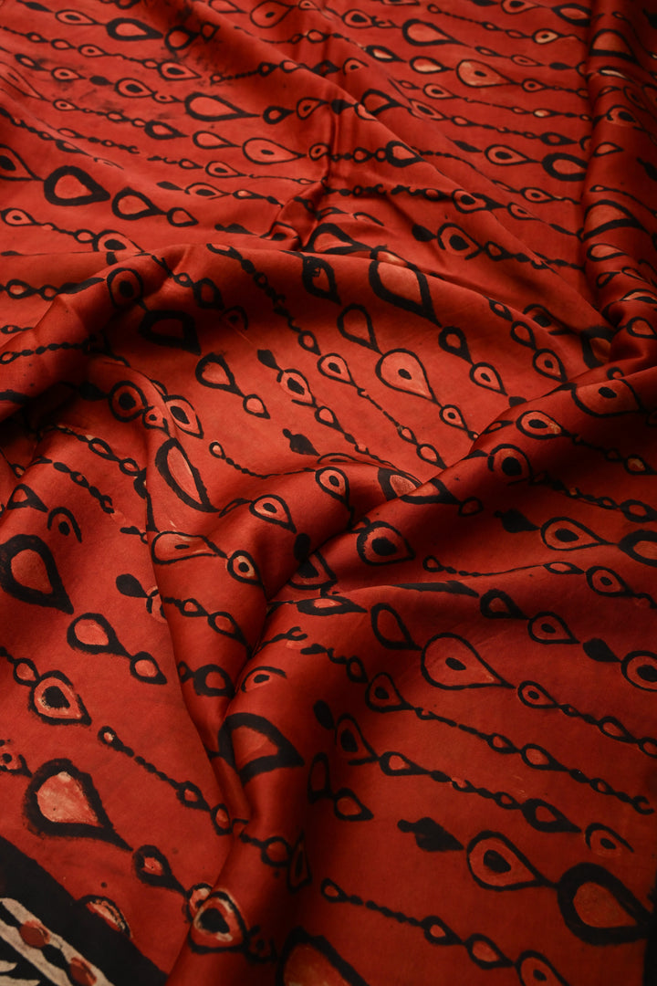 Dupatta: Authentic Modal Silk Dupatta in Maroon with Hand block Print | SHOBITAM
