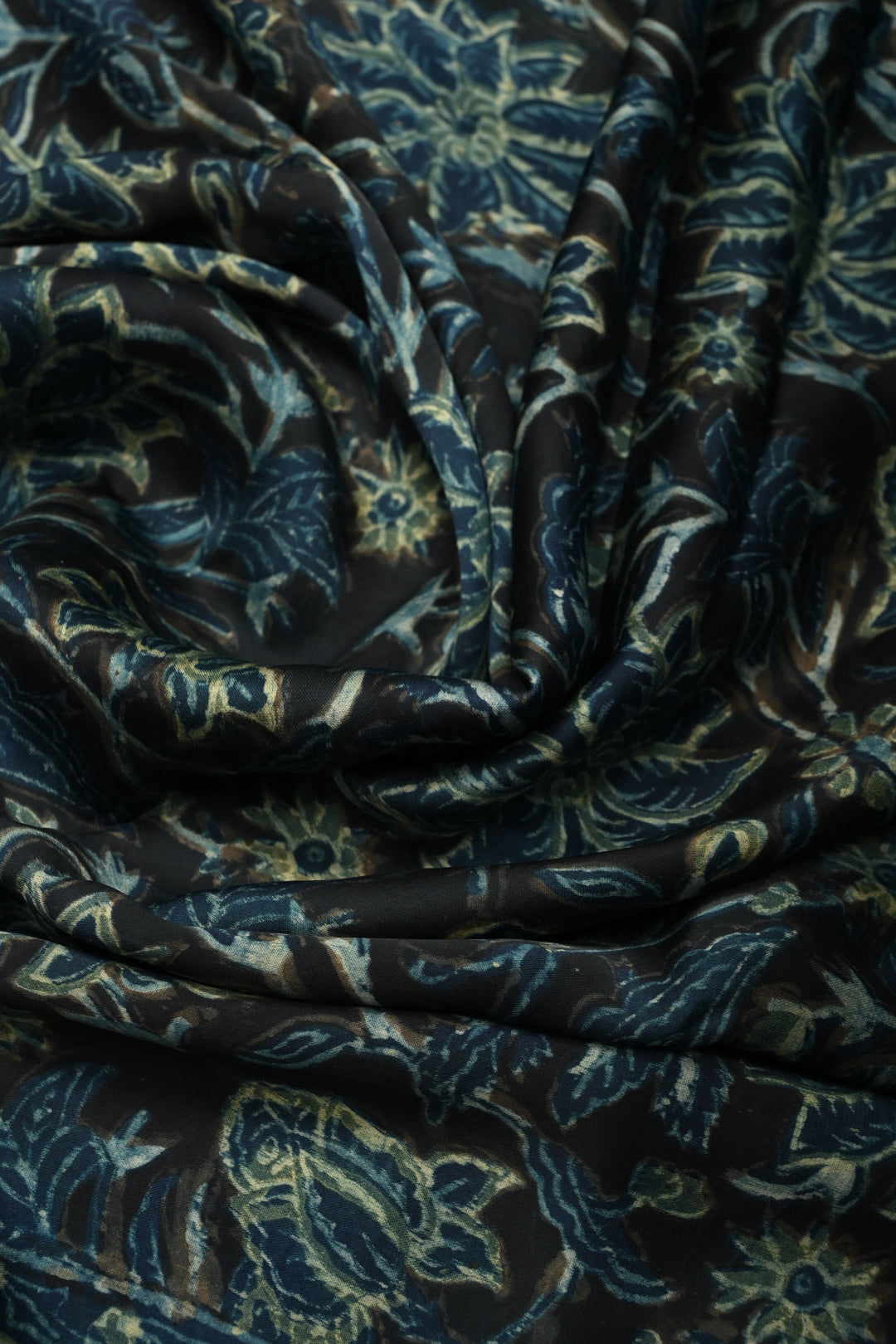 Dupatta: Authentic Modal Silk Dupatta in Black with Vanaspati Hand Block Print | SHOBITAM