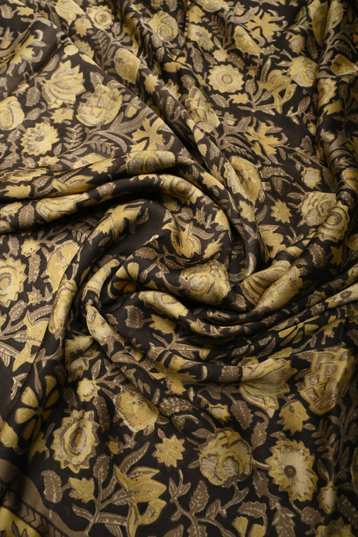 Dupatta: Authentic Modal Silk Dupatta in Black with Hand Block Print | SHOBITAM