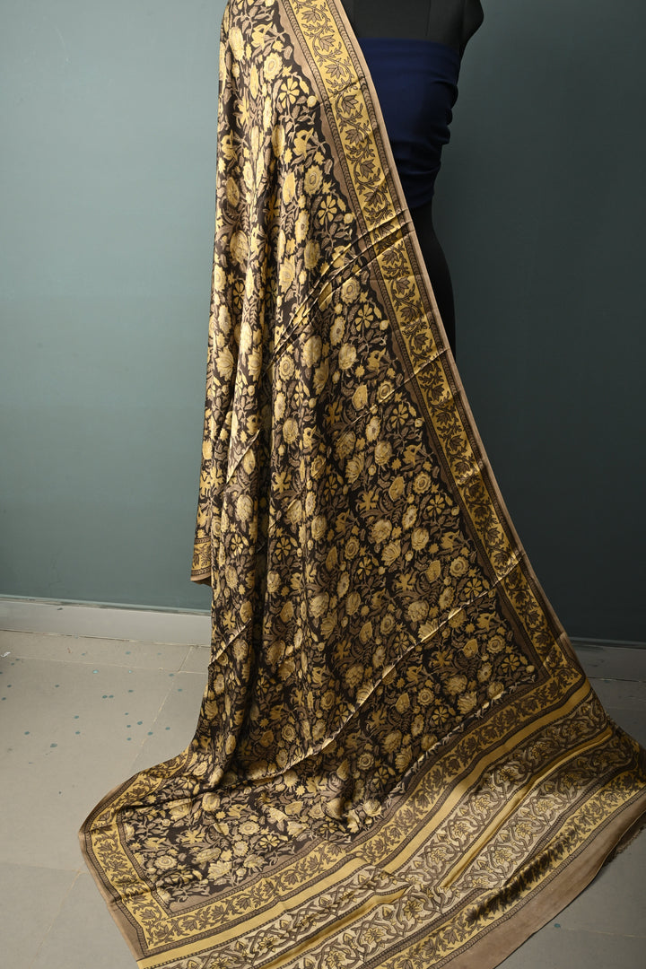 Dupatta: Authentic Modal Silk Dupatta in Black with Hand Block Print | SHOBITAM