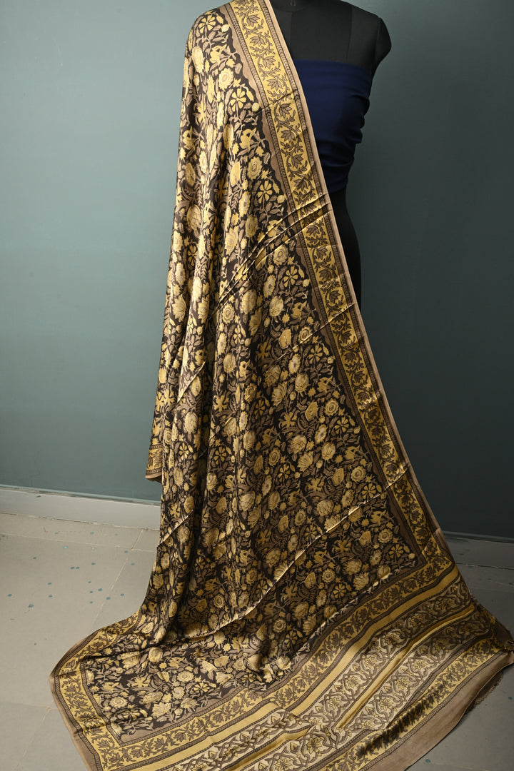 Dupatta: Authentic Modal Silk Dupatta in Black with Hand Block Print | SHOBITAM