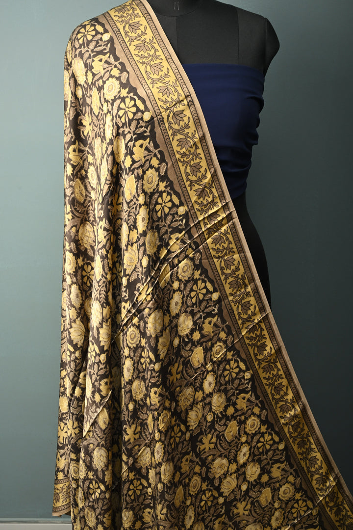 Dupatta: Authentic Modal Silk Dupatta in Black with Hand Block Print | SHOBITAM