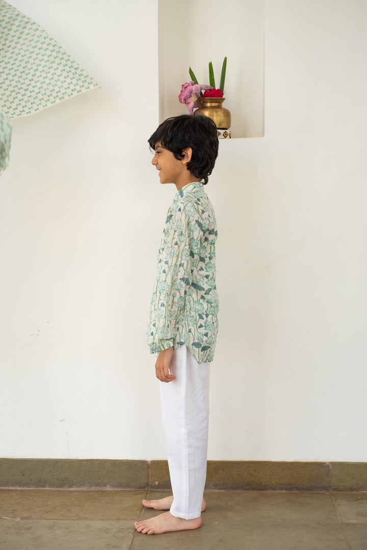 Blue Lotus Bloom Kurta Set | SHOBITAM