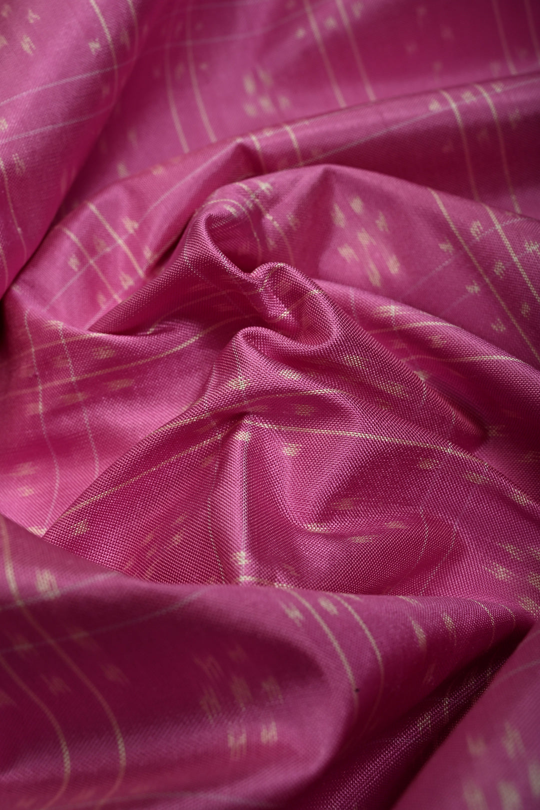 Rose Pink Checks on Pochampally Ikkat Pure Silk Saree with Geometric Design and Mauve Border  | SILK MARK CERTIFIED | SHOBITAM