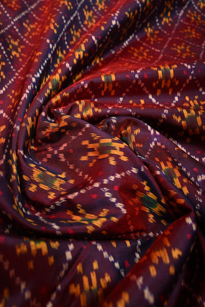 Purple Dual Tone Pochampally Ikkat Pure Silk Saree with Indonesian Design and Zari Border  | SILK MARK CERTIFIED | SHOBITAM