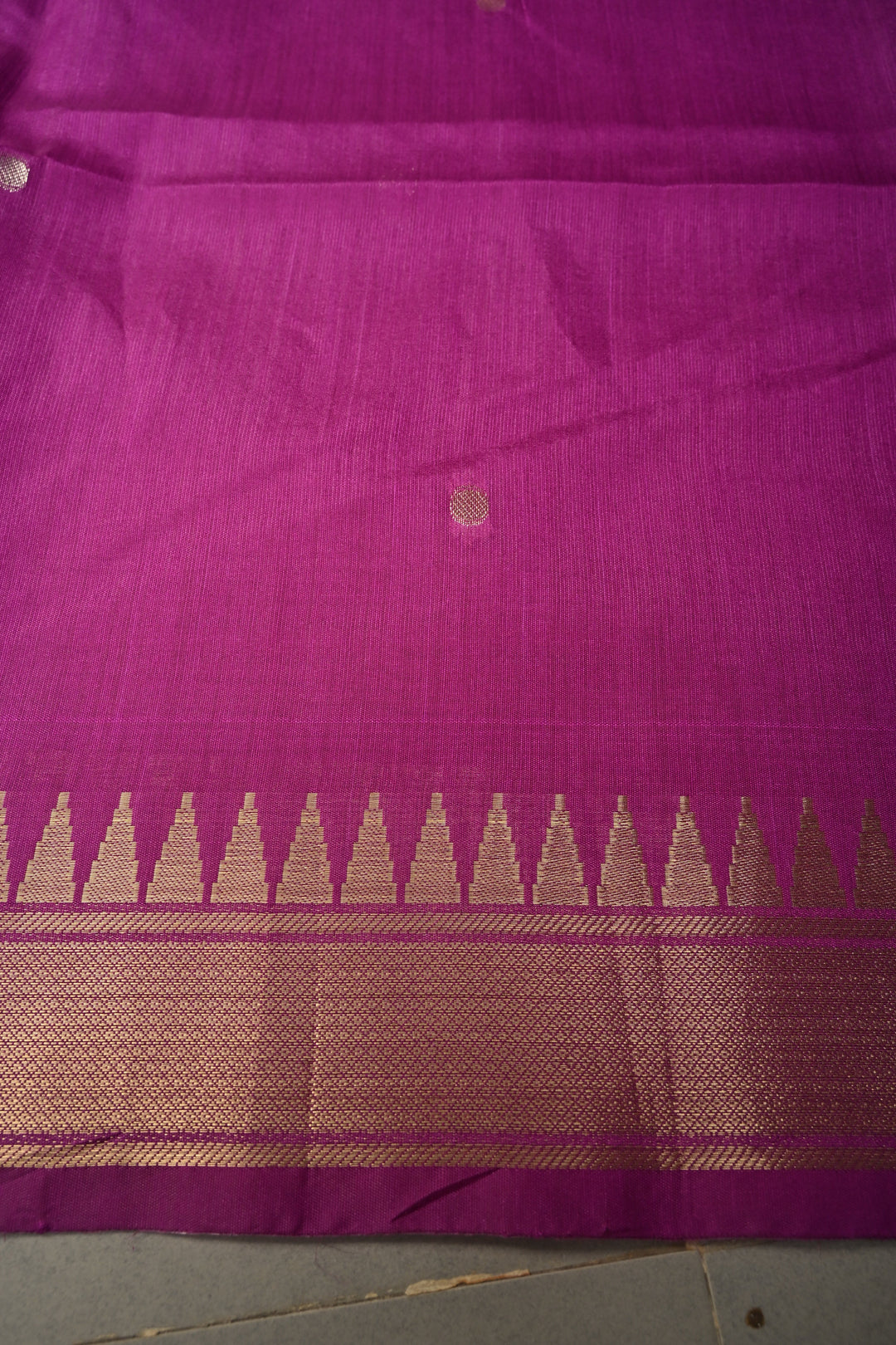 Purple Mercerized Cotton Saree with Temple Zari Border and Tree Of life Pallu | SHOBITAM