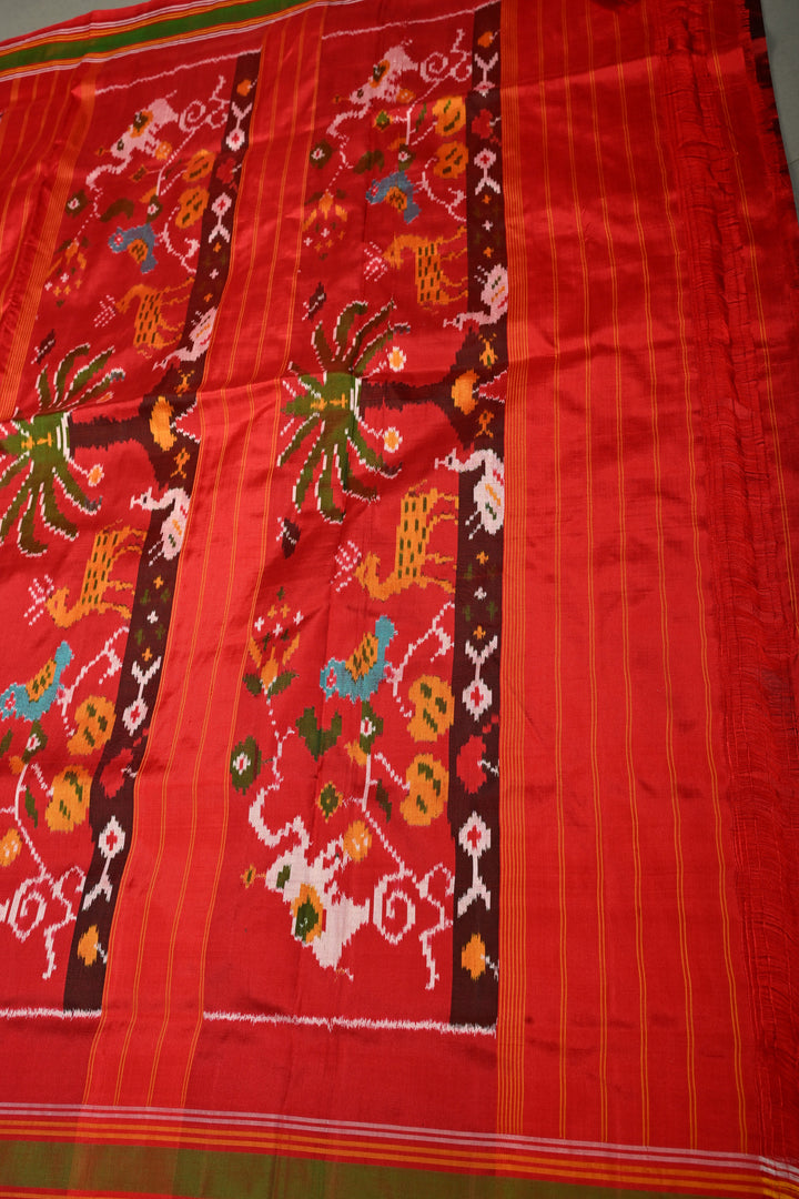 Slate Gray Pochampally Ikkat Pure Silk Saree with Floral Jaal and Vanasingaram Contrast Panel Design on Zari Border  | SILK MARK CERTIFIED | SHOBITAM