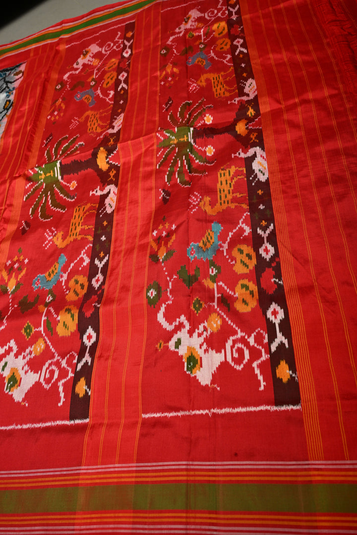 Slate Gray Pochampally Ikkat Pure Silk Saree with Floral Jaal and Vanasingaram Contrast Panel Design on Zari Border  | SILK MARK CERTIFIED | SHOBITAM