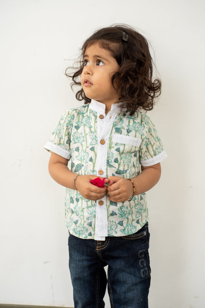 Lotus Button-Down Shirt | SHOBITAM