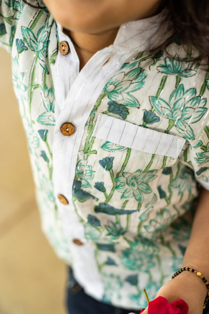 Lotus Button-Down Shirt | SHOBITAM