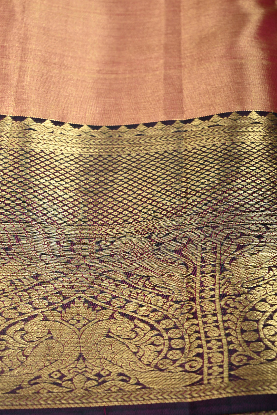 Pink Tissue Kanjivaram Soft Silk Saree with Meenakari Vanasingaram Brocade and Contrast Zari Border | SILK MARK CERTIFIED | SHOBITAM