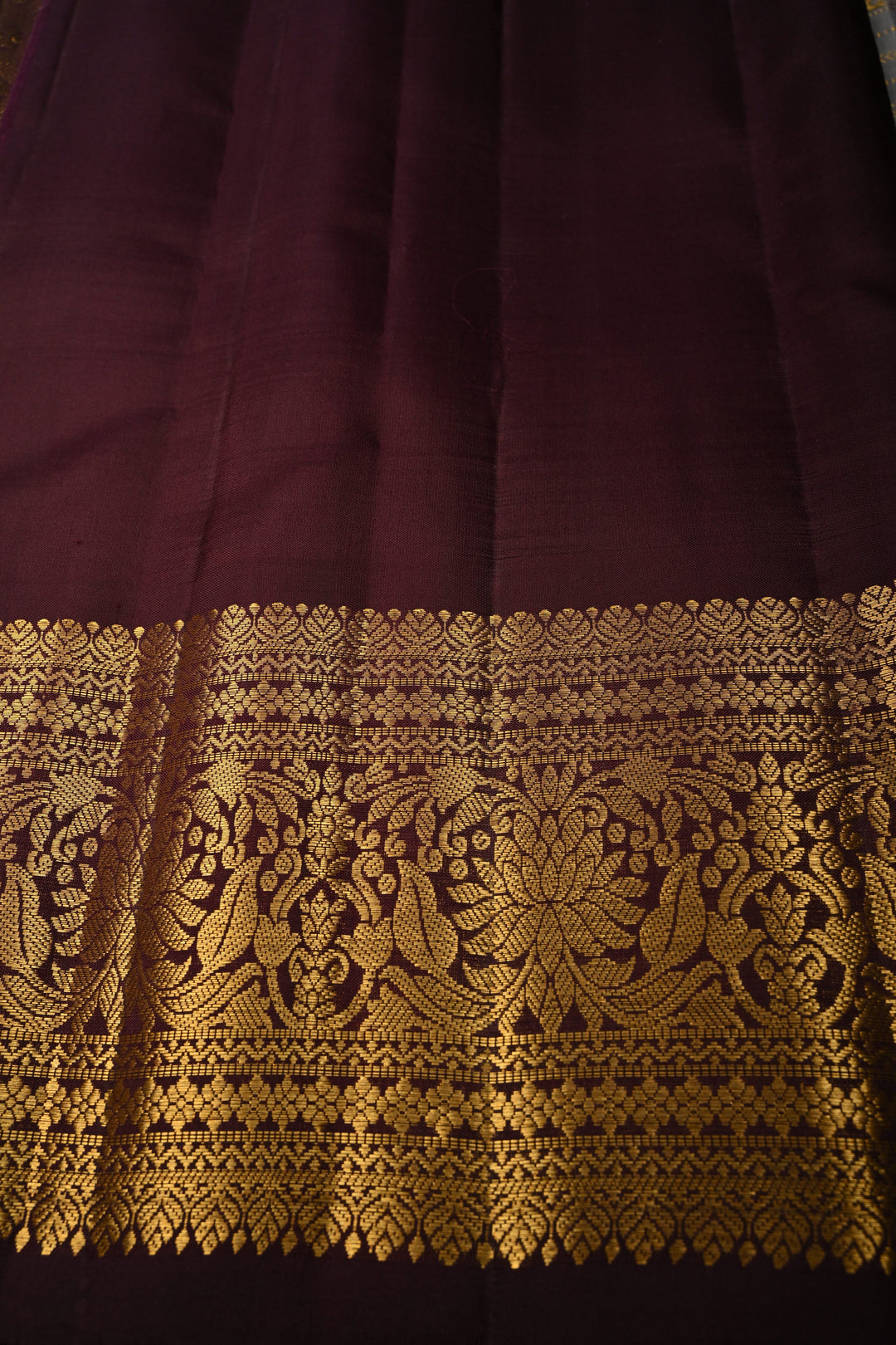 Gray Gadwal Silk Saree with Zari Stripes and Contrast Zari Border | SILK MARK CERTIFIED | SHOBITAM