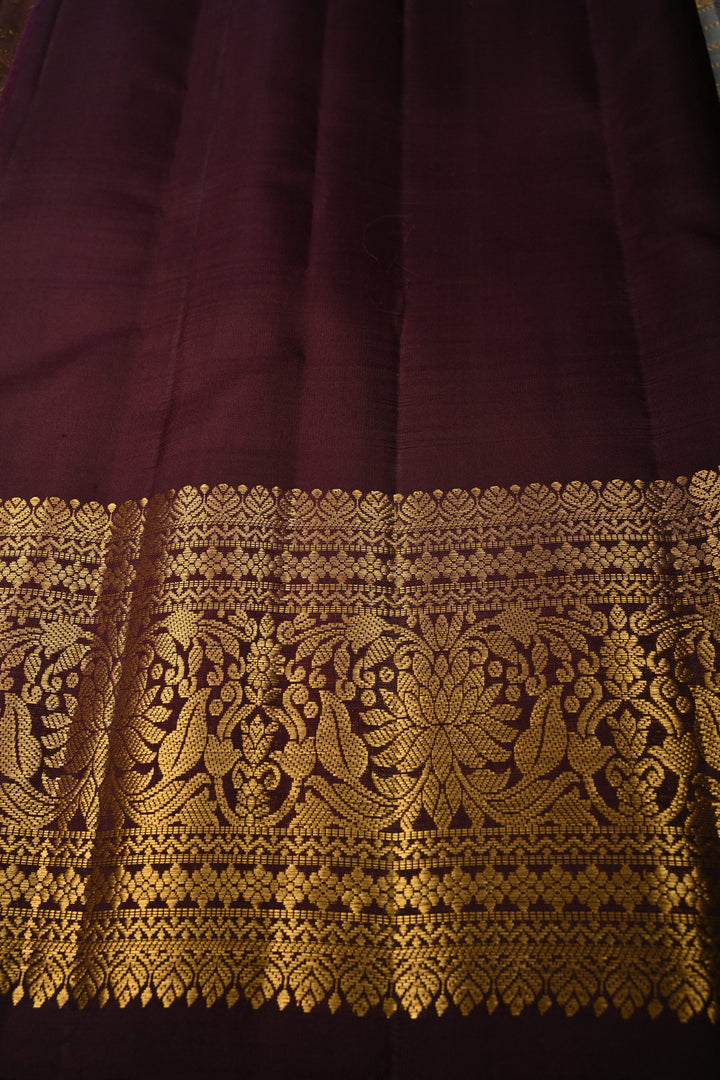 Gray Gadwal Silk Saree with Zari Stripes and Contrast Zari Border | SILK MARK CERTIFIED | SHOBITAM