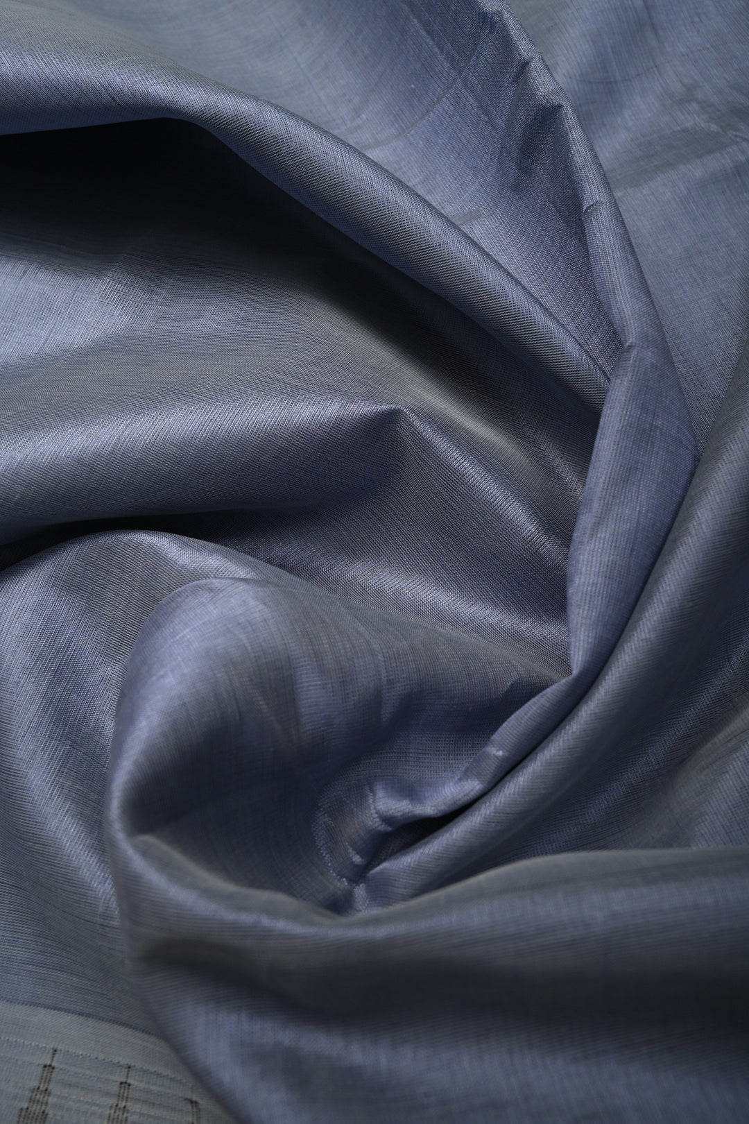 Dusty Gray Kanchi Silk Cotton Handloom Saree with Contrast Tissue Zari Border and Pallu | SHOBITAM