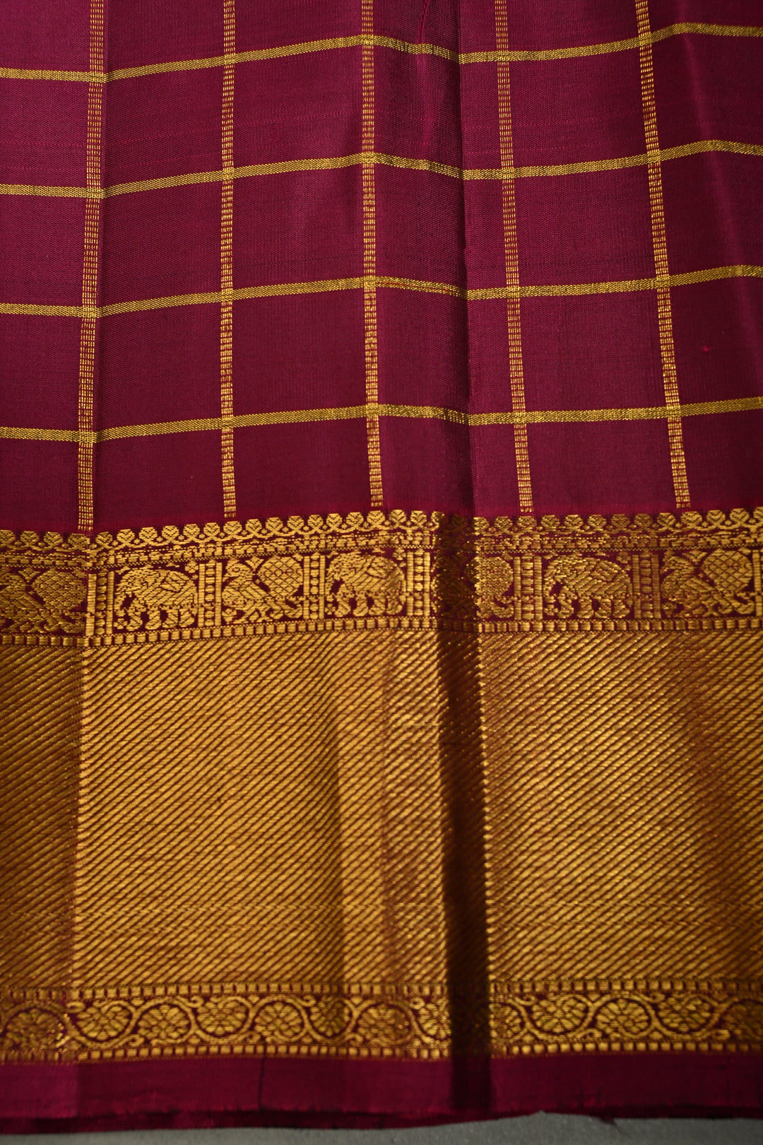 Mehendi Green Zari Checks on Gadwal Pure Silk Saree with Zari Buttas and Contrast Zari Border | SILK MARK CERTIFIED | SHOBITAM