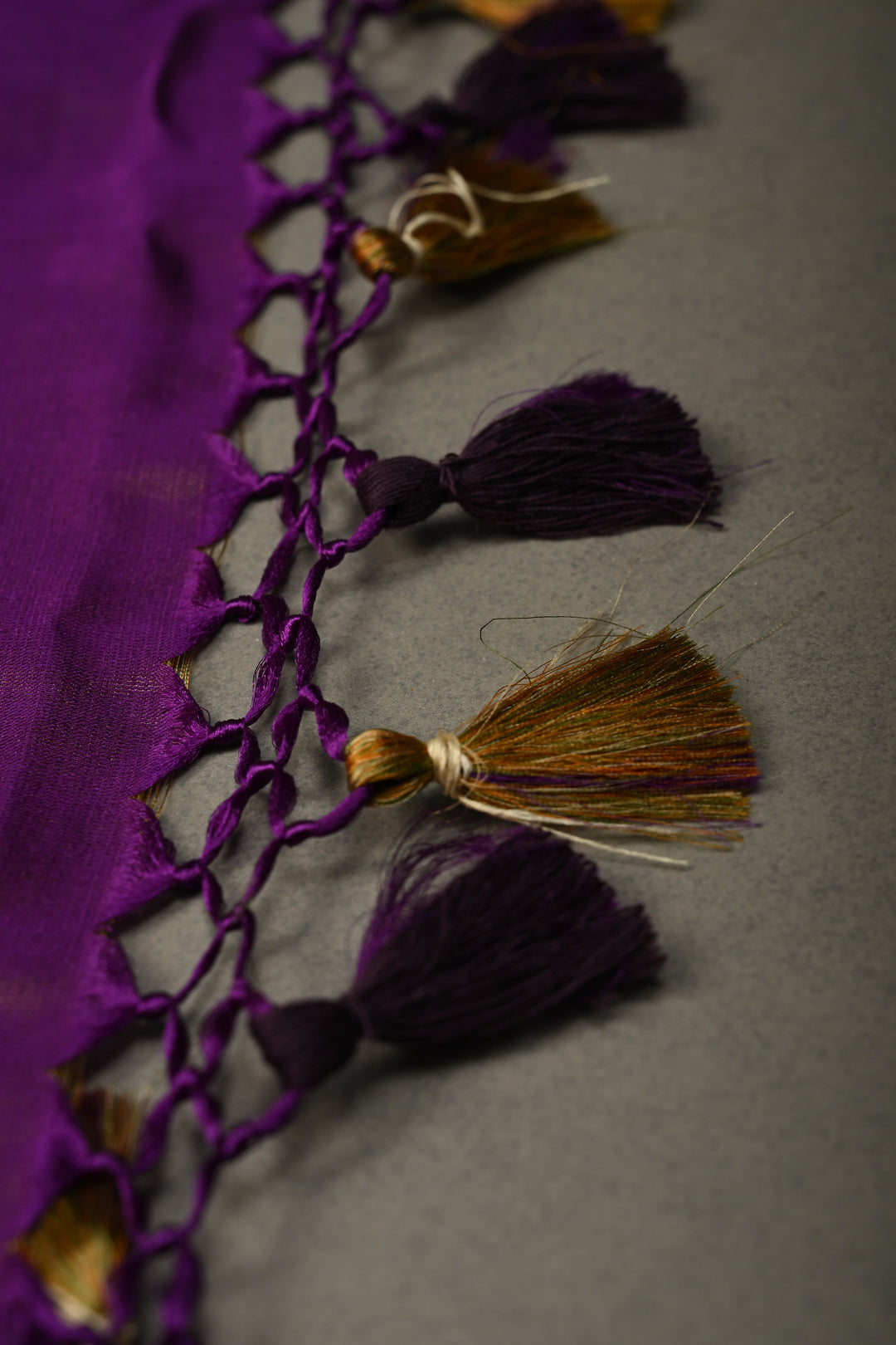 Purple Dual Tone Tanchoi Banarasi Satin Silk Saree With Meenakari Flora Brocade Jaal and Border | SILK MARK CERTIFIED | SHOBITAM