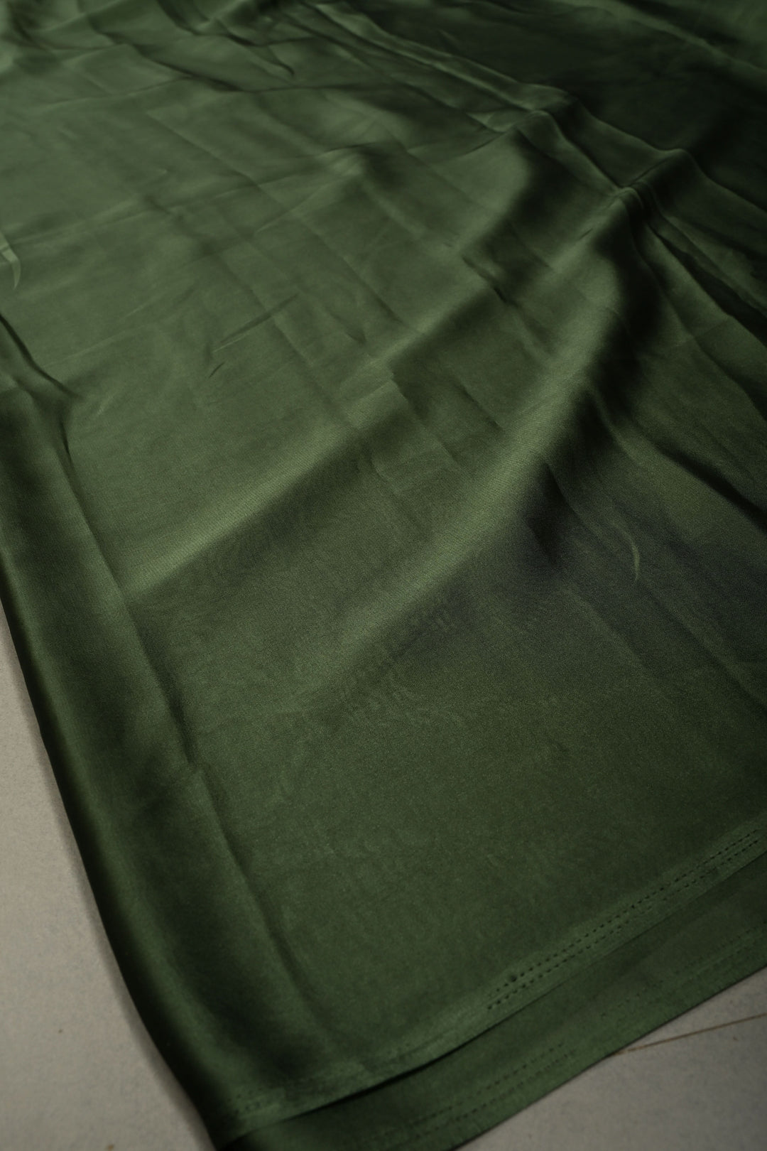 Deep Sage Green Shimmer Georgette Saree with Blooming Floral Hand Painted on Pallu , No Blouse Piece | SHOBITAM
