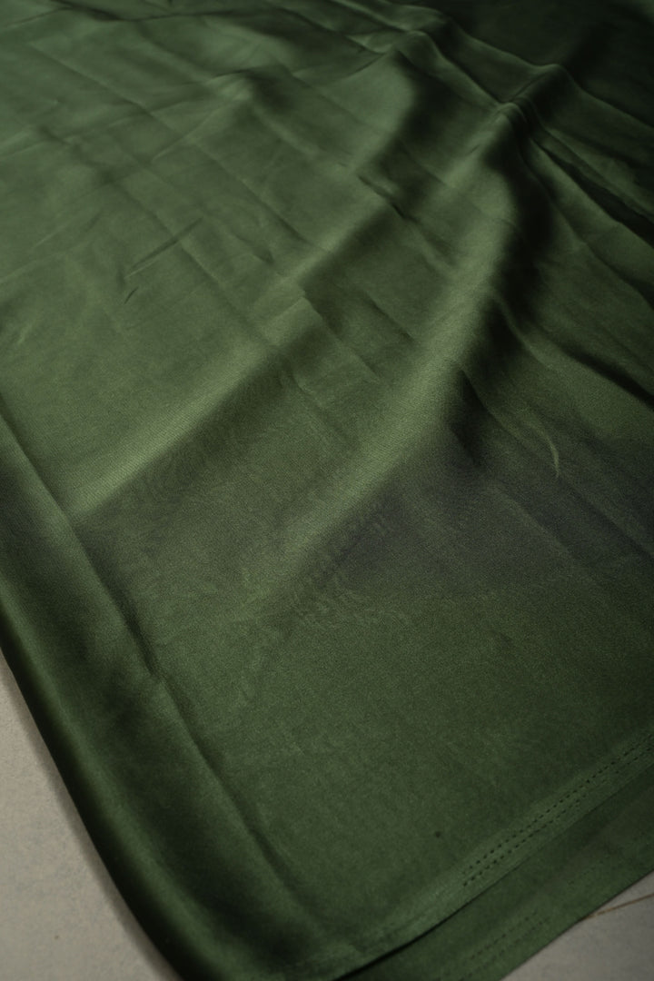 Deep Sage Green Shimmer Georgette Saree with Blooming Floral Hand Painted on Pallu , No Blouse Piece | SHOBITAM