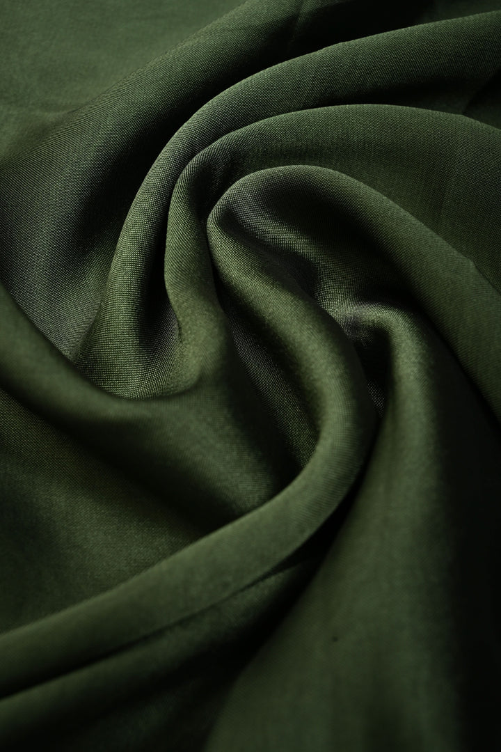 Deep Sage Green Shimmer Georgette Saree with Blooming Floral Hand Painted on Pallu , No Blouse Piece | SHOBITAM